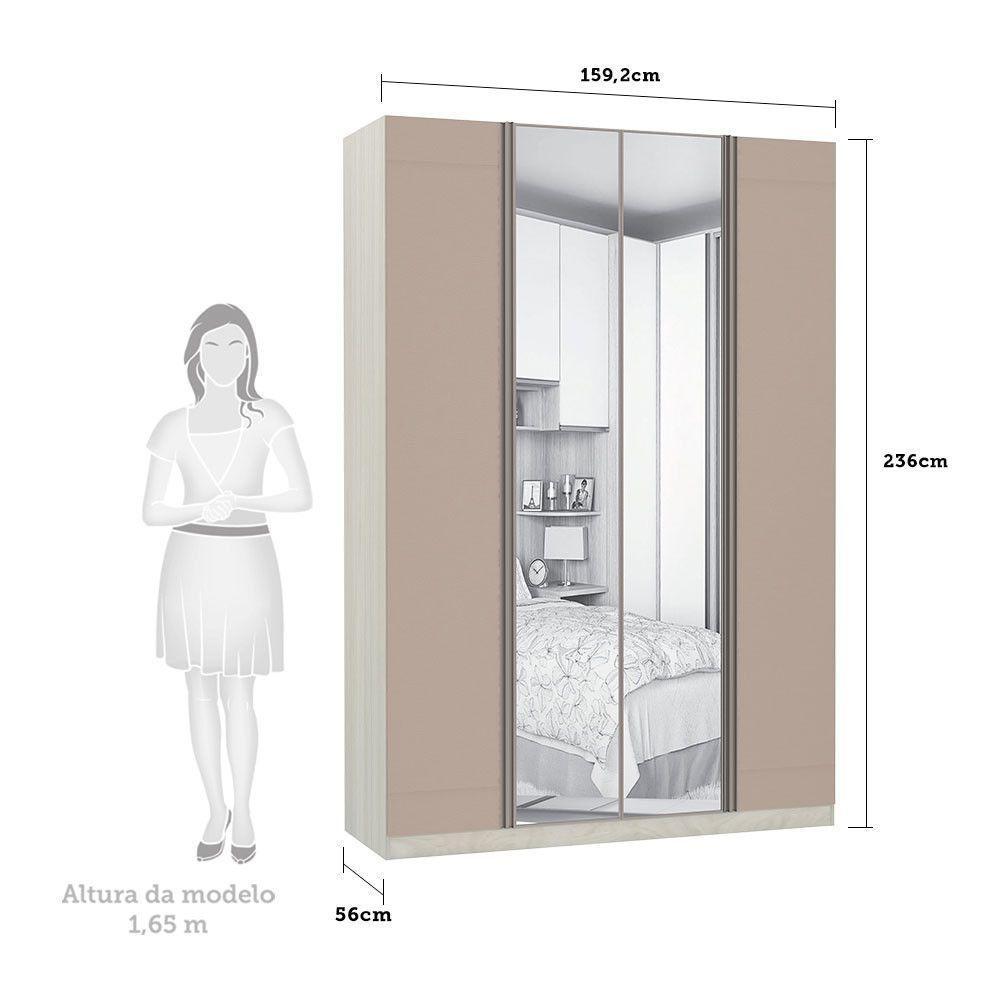 Guarda-roupa 4 Portas 160 Cm Legno Crema Com Connect - 2
