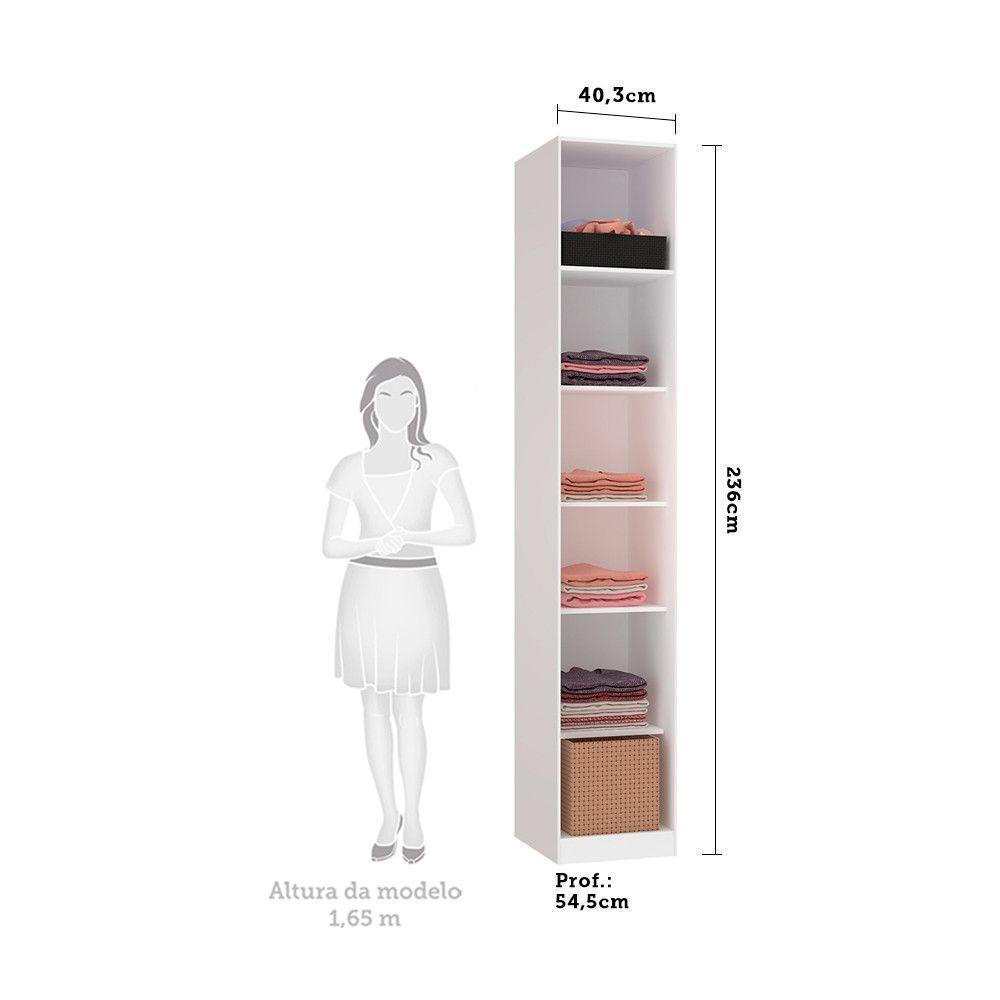 Guarda Roupa Closet Sem Porta 40,3cm 5 Prateleiras Branco - 4