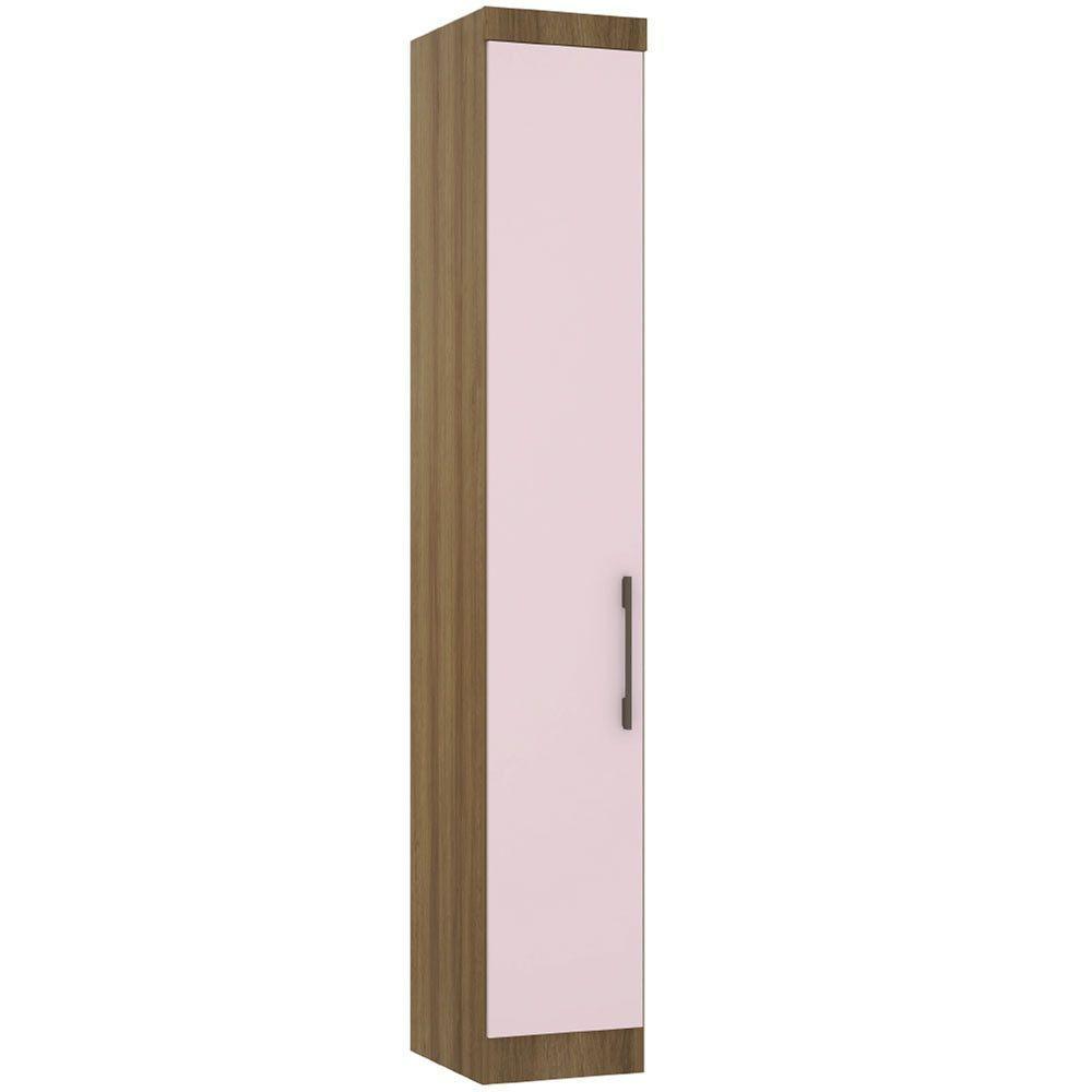 Guarda Roupa Modulado 38cm 1 Porta Paris Luciane Móveis Avelã Pf Com Rosa Pf - 1