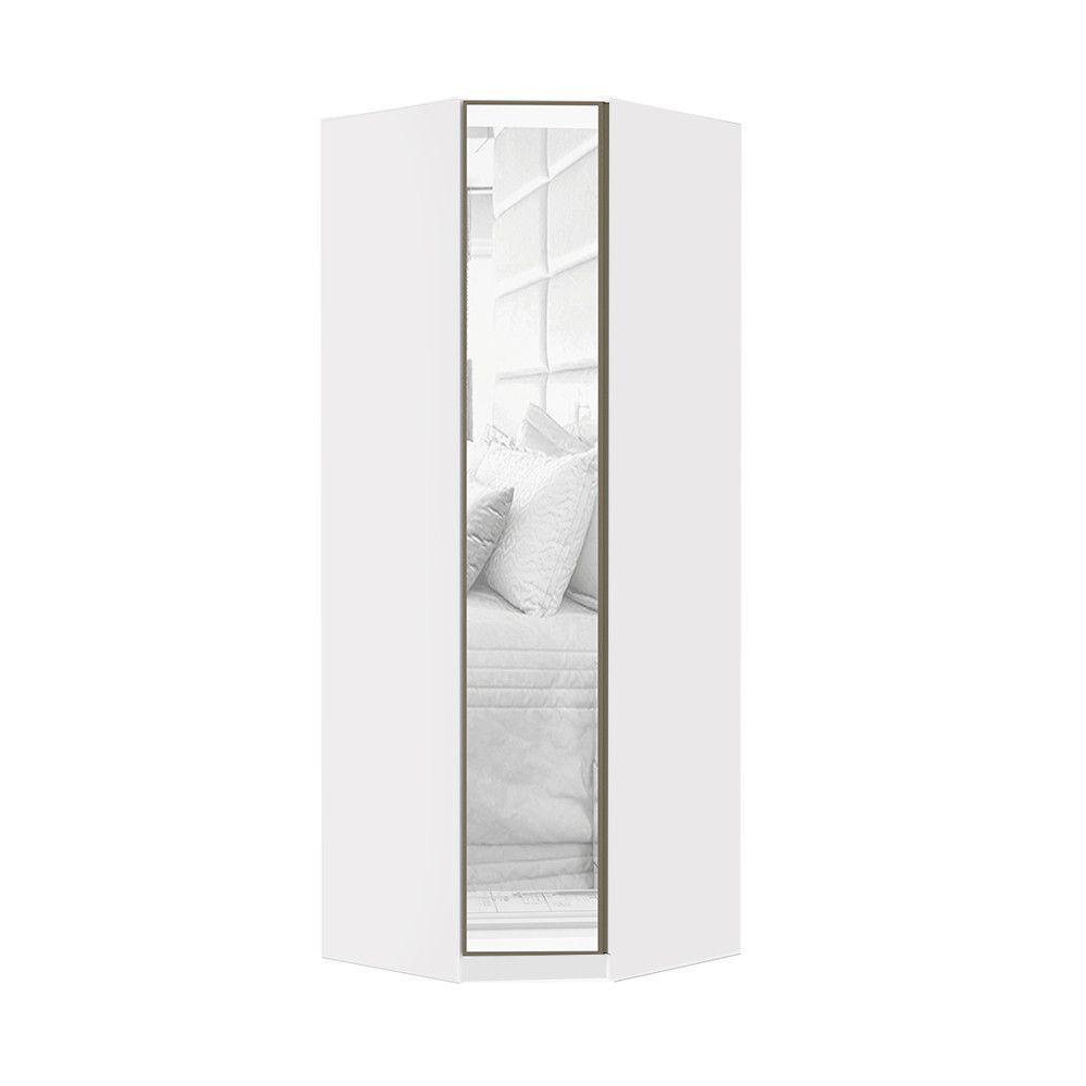 Guarda Roupa Modulado Canto 1 Porta 83cm Branco Com Espelho - 1