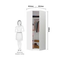 Guarda Roupa Modulado Canto 1 Porta 83cm Branco Com Espelho - 4