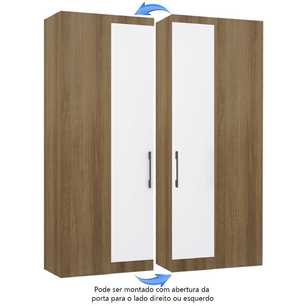 Guarda Roupa De Canto Reto Modulado 90cm 1 Porta Paris Luciane Móveis Avelã Pf Com Branco Pf - 9