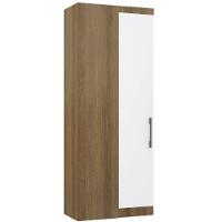 Guarda Roupa De Canto Reto Modulado 90cm 1 Porta Paris Luciane Móveis Avelã Pf Com Branco Pf - 1