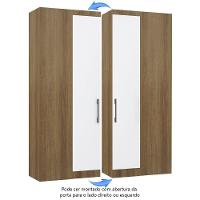 Guarda Roupa De Canto Reto Modulado 90cm 1 Porta Paris Luciane Móveis Avelã Pf Com Branco Pf - 5