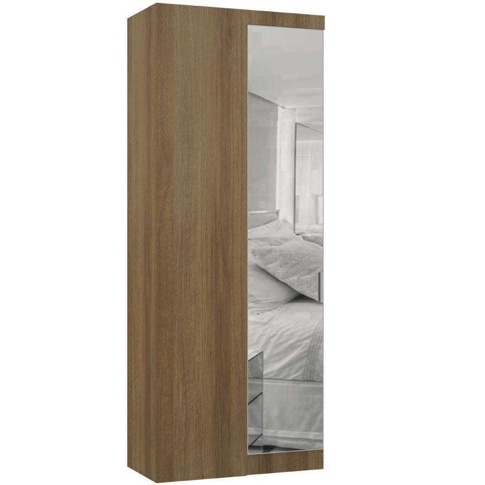 Guarda Roupa De Canto Reto Modulado 90cm 1 Porta Com Espelho Paris Luciane Móveis Avelã Pf - 2