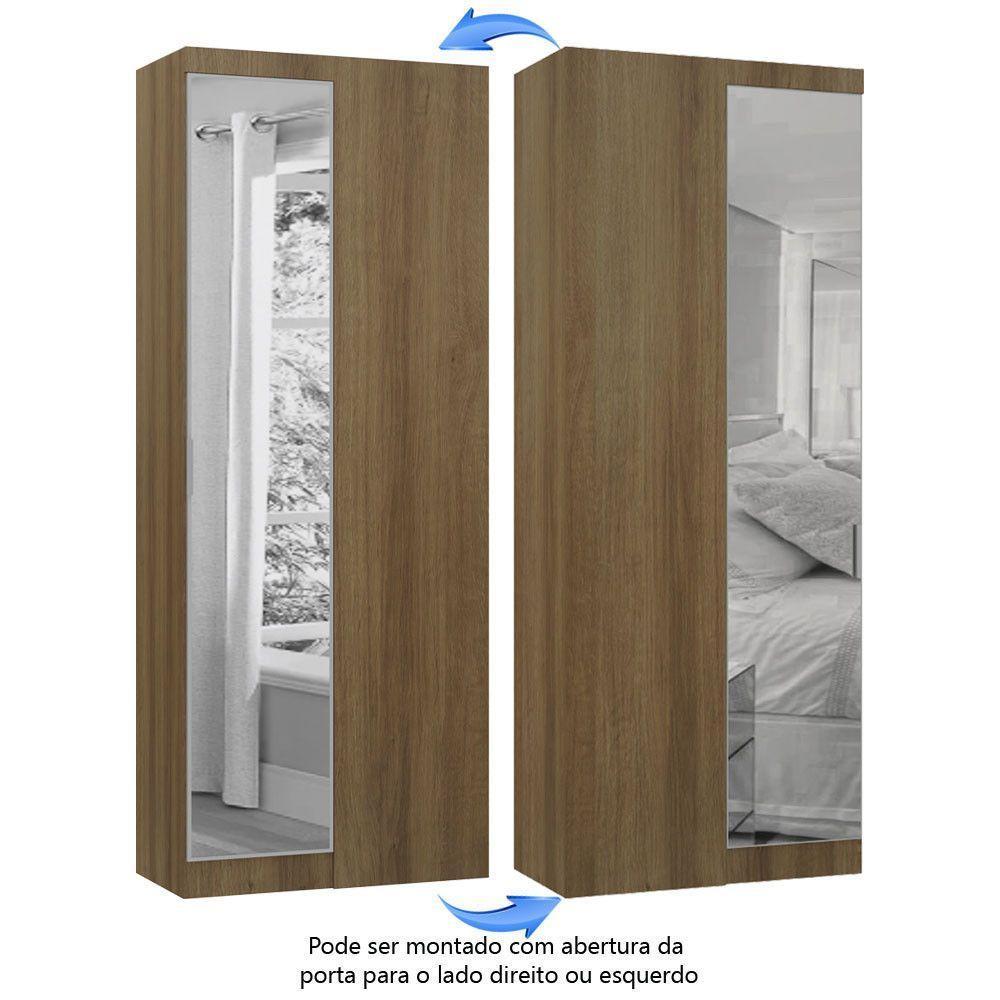 Guarda Roupa De Canto Reto Modulado 90cm 1 Porta Com Espelho Paris Luciane Móveis Avelã Pf - 5