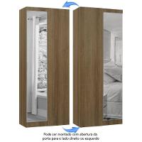 Guarda Roupa De Canto Reto Modulado 90cm 1 Porta Com Espelho Paris Luciane Móveis Avelã Pf - 5