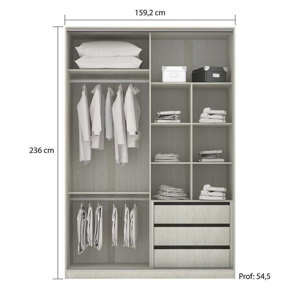 Guarda Roupa Em U 6 Peças, Escrivaninha E Basculante Crema - 2