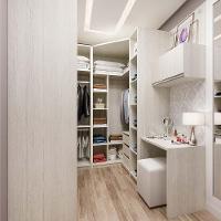 Guarda Roupa Em U 6 Peças, Escrivaninha E Basculante Crema - 1