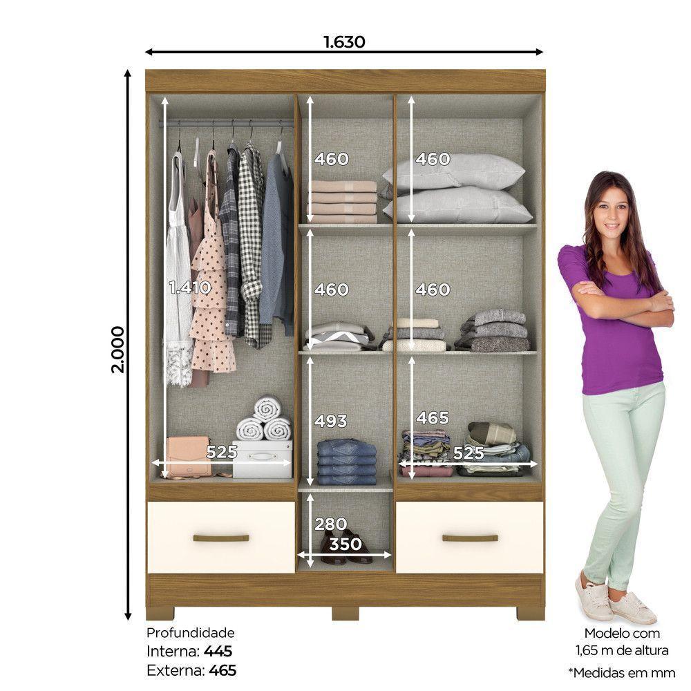 Guarda Roupa Solteiro 05 Portas 02 Gavetas B60 Briz Nature Com Off White - 7