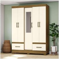 Guarda Roupa Solteiro 05 Portas 02 Gavetas B60 Briz Nature Com Off White - 2