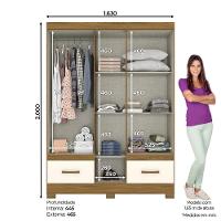Guarda Roupa Solteiro 05 Portas 02 Gavetas B60 Briz Nature Com Off White - 7