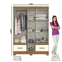 Guarda Roupa Solteiro 05 Portas 02 Gavetas B60 Briz Nature Com Off White - 8