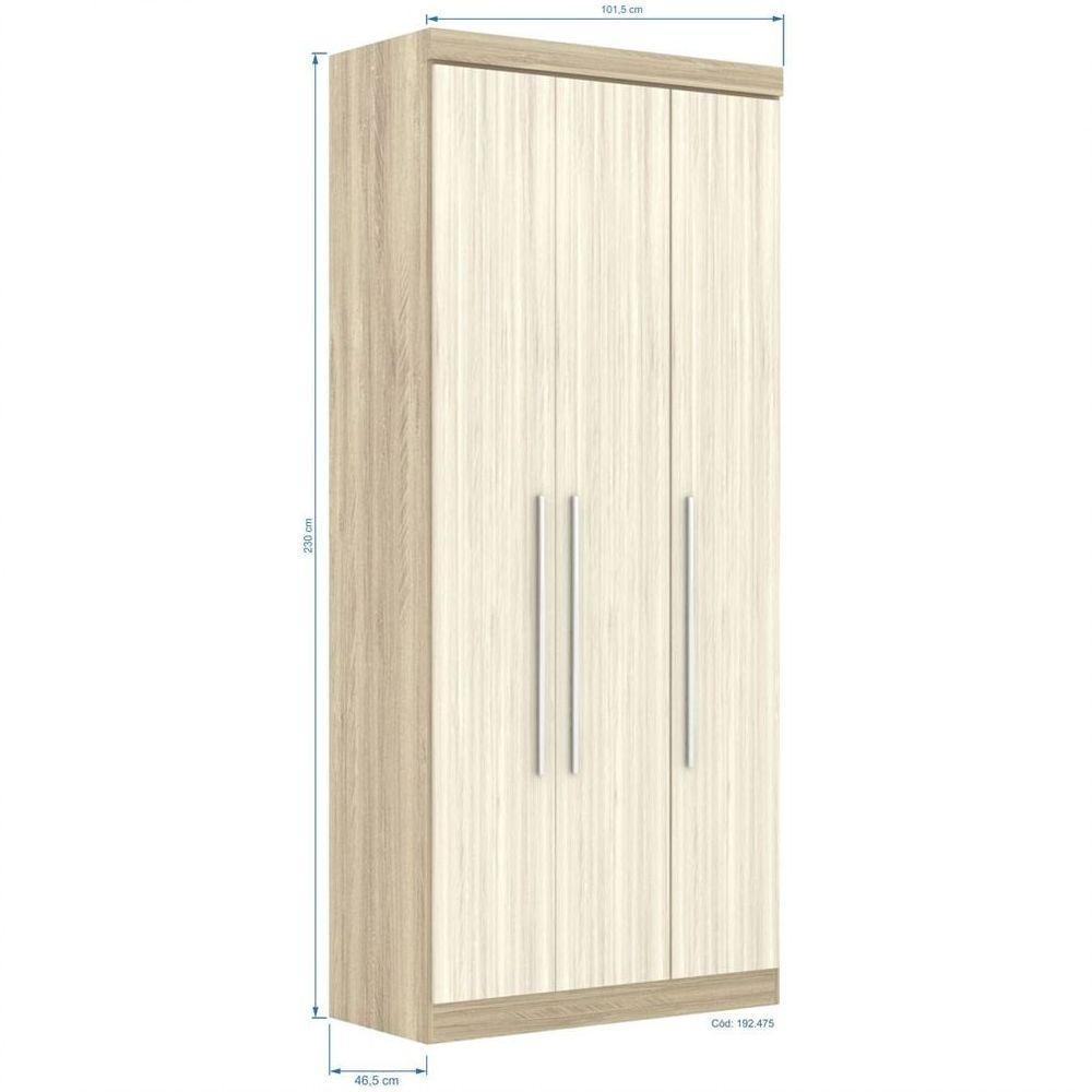 Guarda Roupa Modulado 3 Portas 2 Gavetas 192 Master Avelã Rústico/Ártico Rústico - Eucamóveis - 2