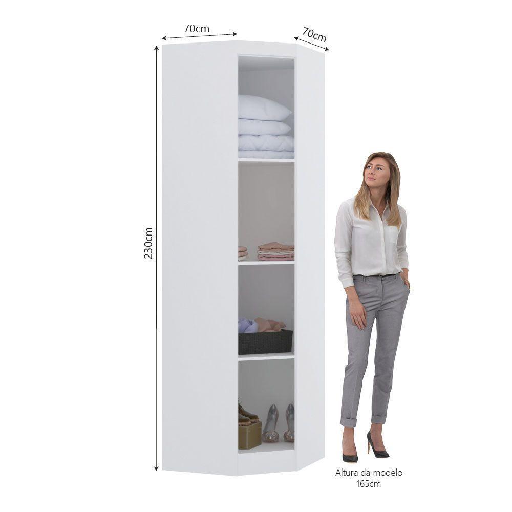 Guarda Roupa De Canto Diagonal Modulado 70cm 1 Porta Alpes Luciane Móveis Branco Pf Com Rosa Pf - 8