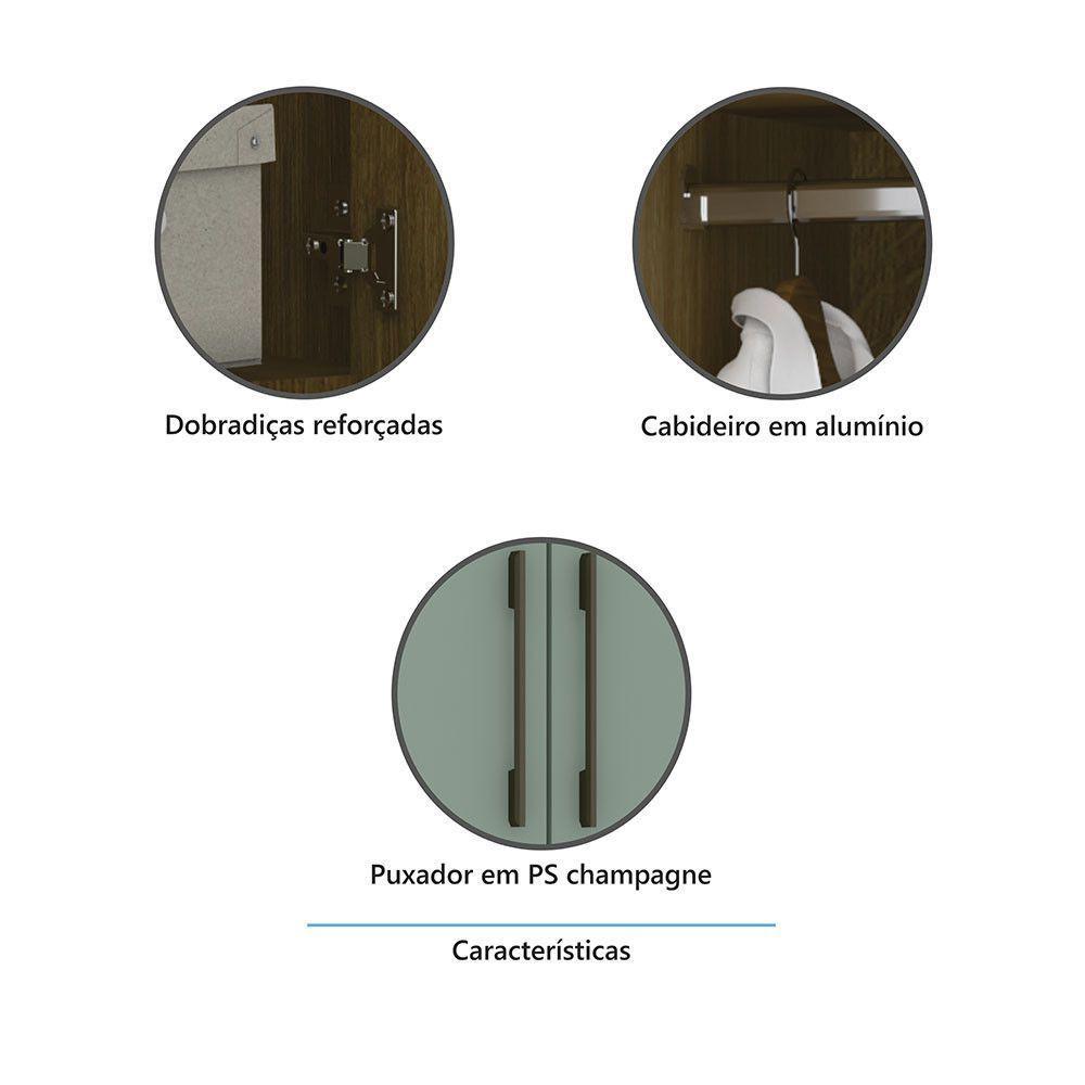 Guarda Roupa De Canto Reto Modulado 90cm 1 Porta Paris Luciane Móveis Avelã Pf Com Cinammon Pf - 3