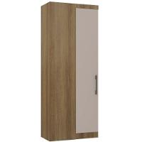 Guarda Roupa De Canto Reto Modulado 90cm 1 Porta Paris Luciane Móveis Avelã Pf Com Cinammon Pf - 1