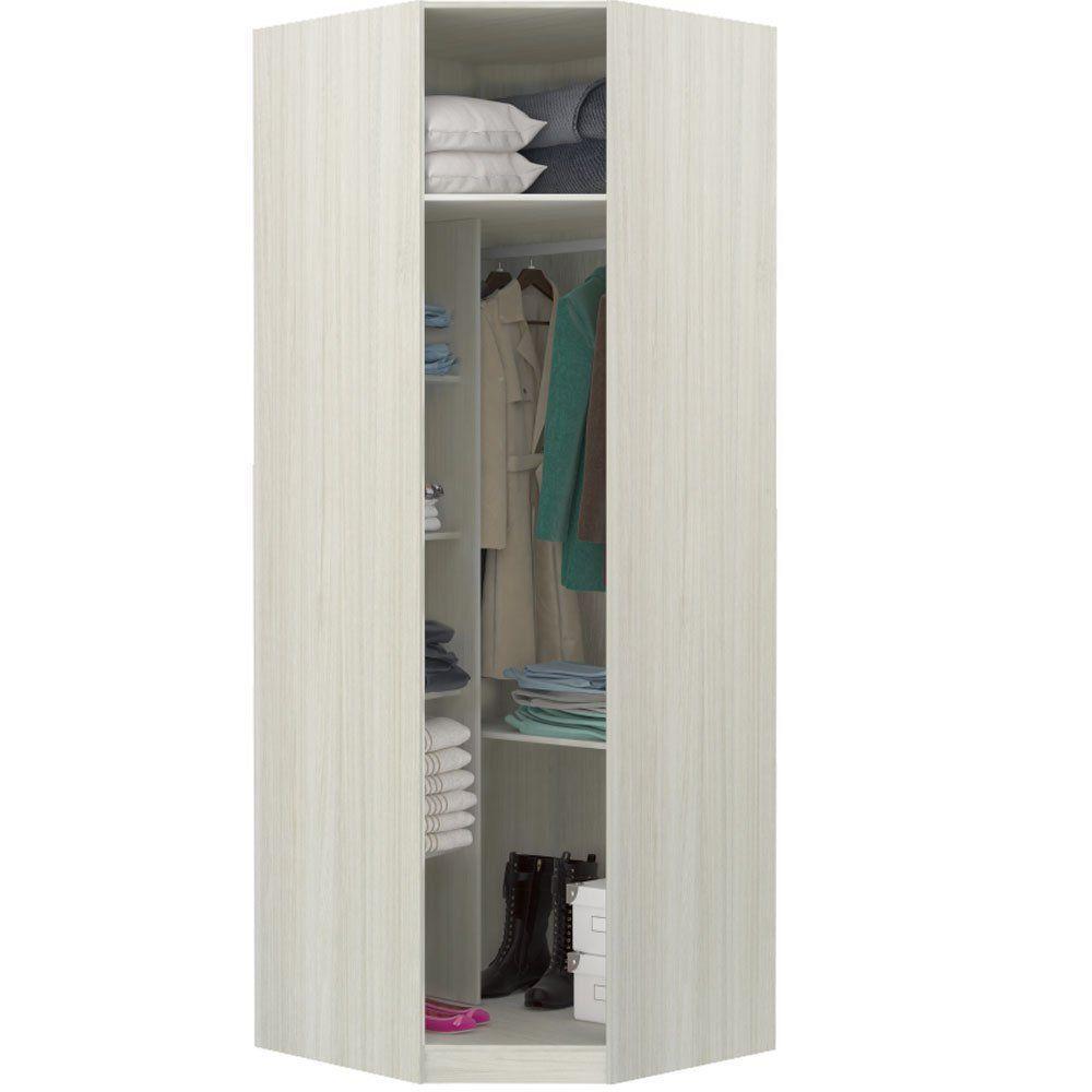 Guarda Roupa 1 Porta 1 Cabideiro Legno Crema Com Branco Mat - 2