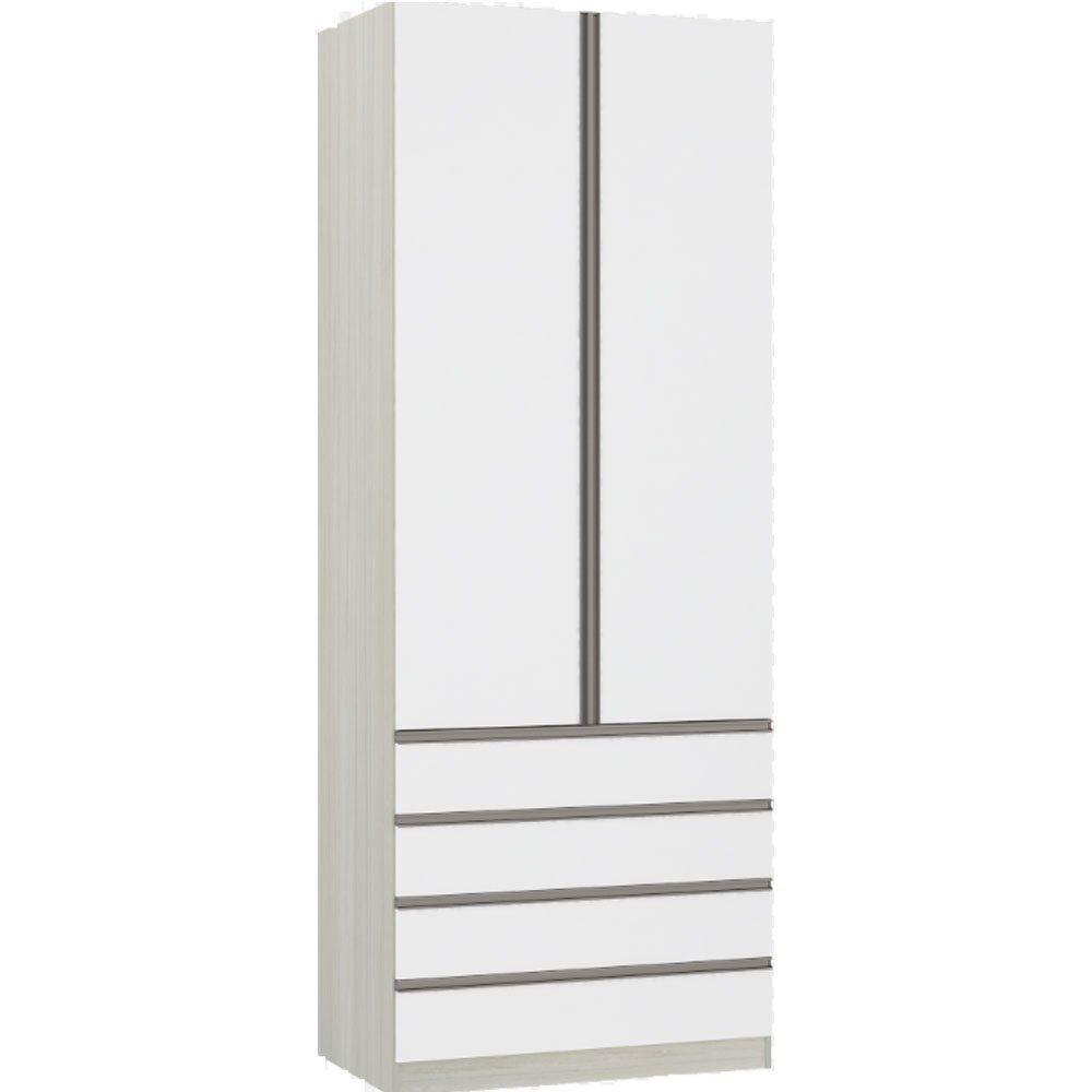 Guarda-roupa 2 Portas 90 Cm Legno Crema Com Branco Mat - 1