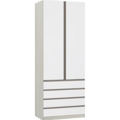 Guarda Roupa Solteiro Prime Plus 2 Portas 4 Gavetas Branco Mat Legno Crema Luciane