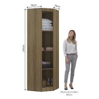 Guarda Roupa De Canto Diagonal Modulado 70cm 1 Porta Paris Luciane Móveis Avelã Pf Com Grey Sky Pf - 8