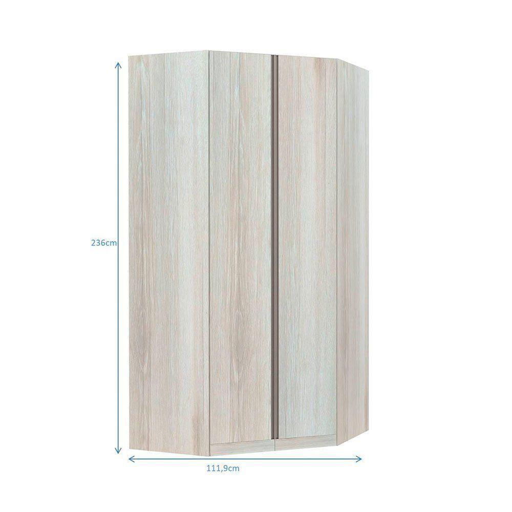 Guarda-roupa Solteiro Luciane Canto Diagonal Prime Plus 2 Portas Legno Crema - 4