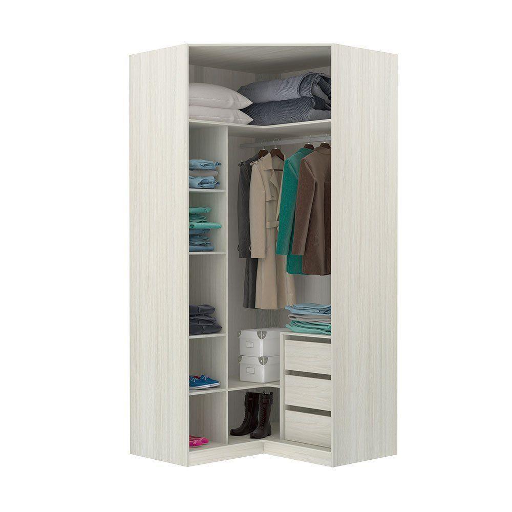 Guarda-roupa Solteiro Luciane Canto Diagonal Prime Plus 2 Portas Legno Crema - 5