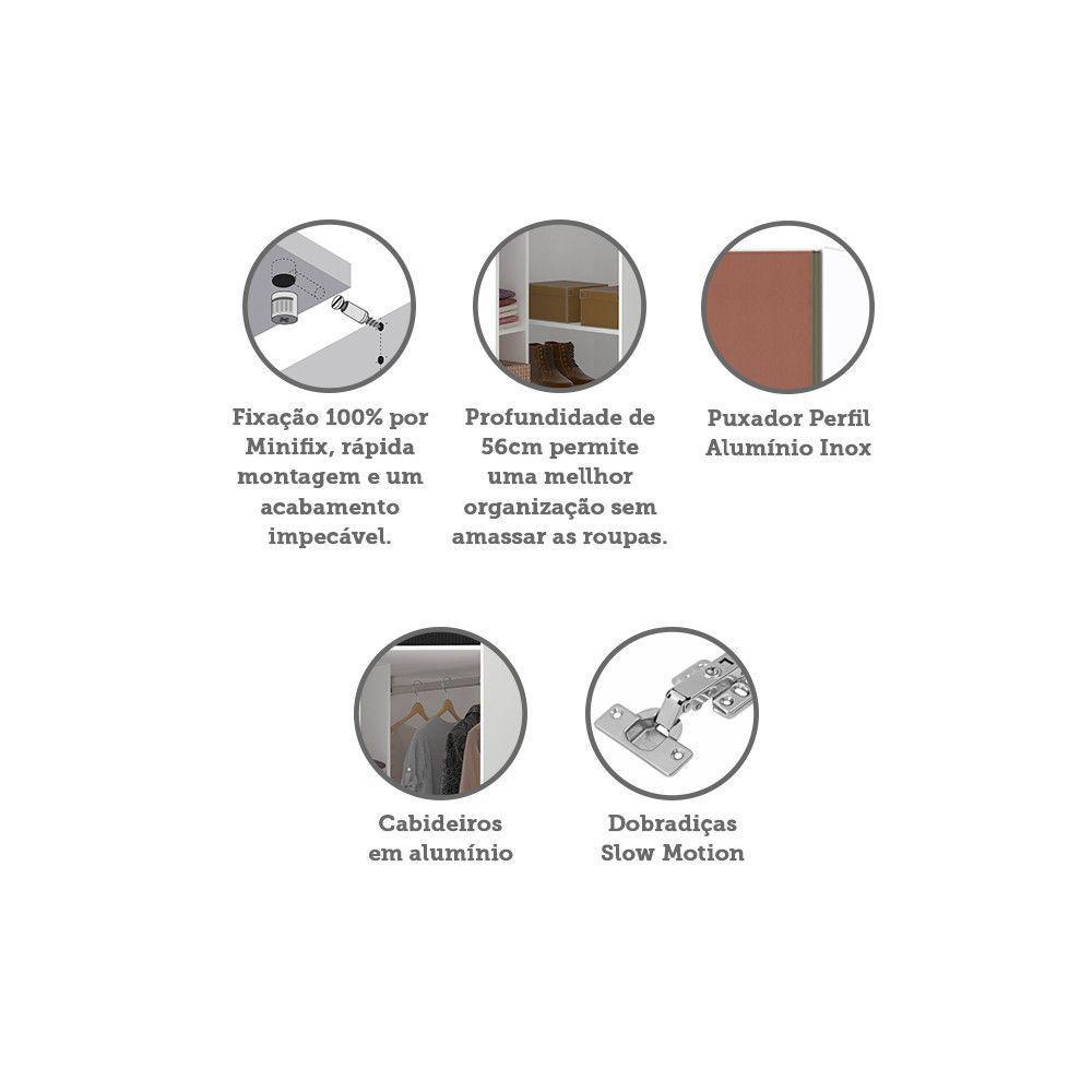 Guarda Roupa Modulado Canto 1 Porta 83cm Branco Com Gaia - 3