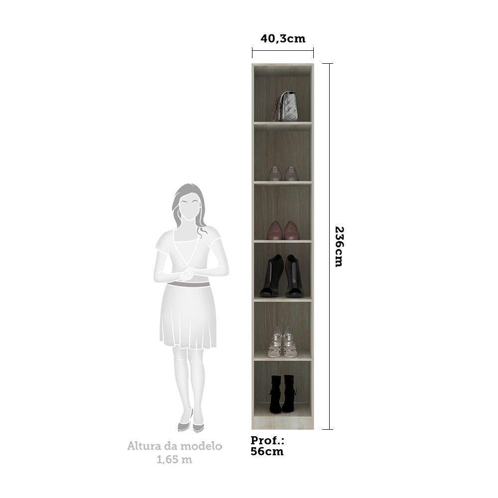 Guarda-roupa 1 Porta 40cm Prime Plus Luciane Cinza Puro - 2