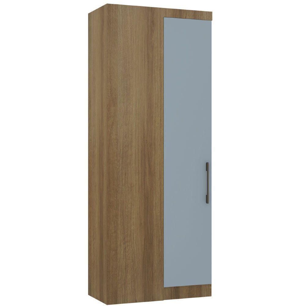Guarda Roupa De Canto Reto Modulado 90cm 1 Porta Paris Luciane Móveis Avelã Pf Com Grey Sky Pf - 1