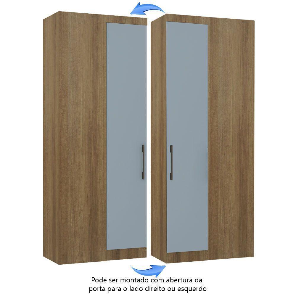 Guarda Roupa De Canto Reto Modulado 90cm 1 Porta Paris Luciane Móveis Avelã Pf Com Grey Sky Pf - 4