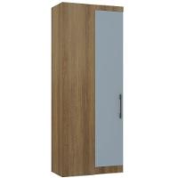 Guarda Roupa De Canto Reto Modulado 90cm 1 Porta Paris Luciane Móveis Avelã Pf Com Grey Sky Pf - 1
