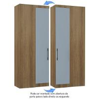 Guarda Roupa De Canto Reto Modulado 90cm 1 Porta Paris Luciane Móveis Avelã Pf Com Grey Sky Pf