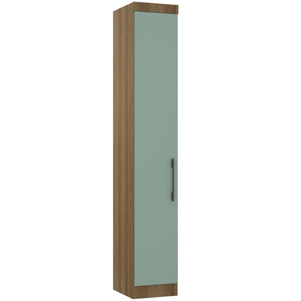 Guarda Roupa Modulado 38cm 1 Porta Paris Luciane Móveis Avelã Pf Com Verde Pf - 8