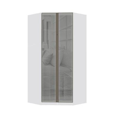 Guarda Roupa Modulado Prime 2 Portas Vidro Reflecta Prata MDP Branco Luciane