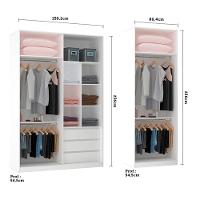 Guarda Roupa Closet, 3 Gavetas, 4 Cabideiros Branco Branco - 5