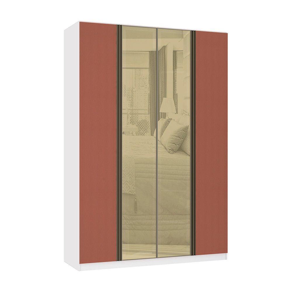 Guarda Roupa 4 Portas 159,2 Cm Bronze Branco Ff Com Gaia - 1