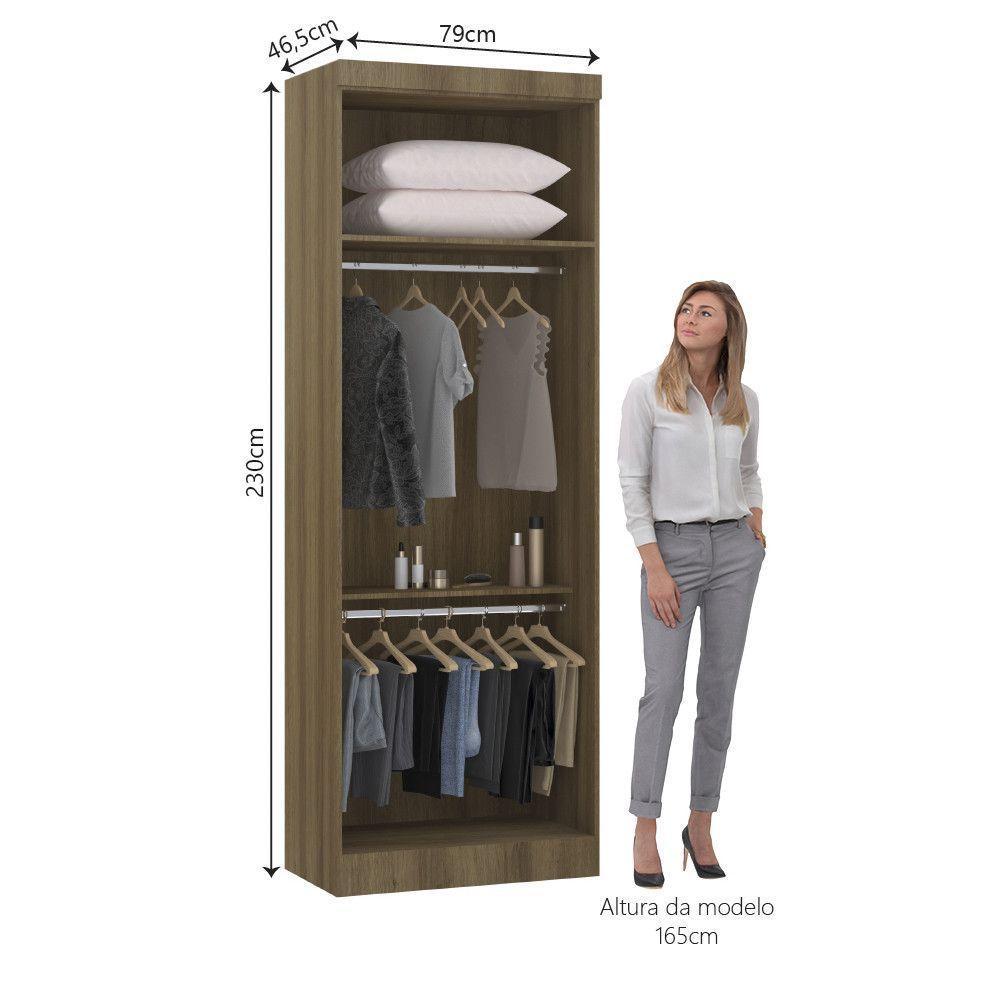 Guarda Roupa Modulado 79cm 2 Portas Paris Luciane Móveis Avelã Pf Com Grey Sky Pf - 9