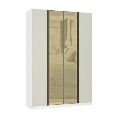Guarda Roupa Guarda Roupa Prime Luciane 4 Portas Vidro Reflecta Bronze 3 Gavetas Branco