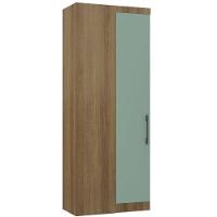 Guarda Roupa De Canto Reto Modulado 90cm 1 Porta Paris Luciane Móveis Avelã Pf Com Verde Pf - 2