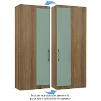 Guarda Roupa De Canto Reto Modulado 90cm 1 Porta Paris Luciane Móveis Avelã Pf Com Verde Pf - 9