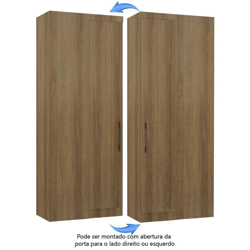 Guarda Roupa De Canto Reto Modulado 90cm 1 Porta Paris Luciane Móveis Avelã Pf Com Avelã Pf - 5