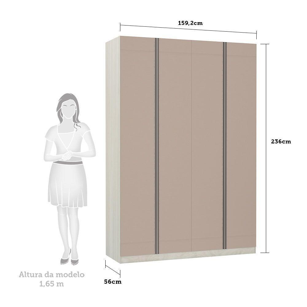 Guarda-roupa 4 Portas 160 Cm Legno Crema Com Connect - 2