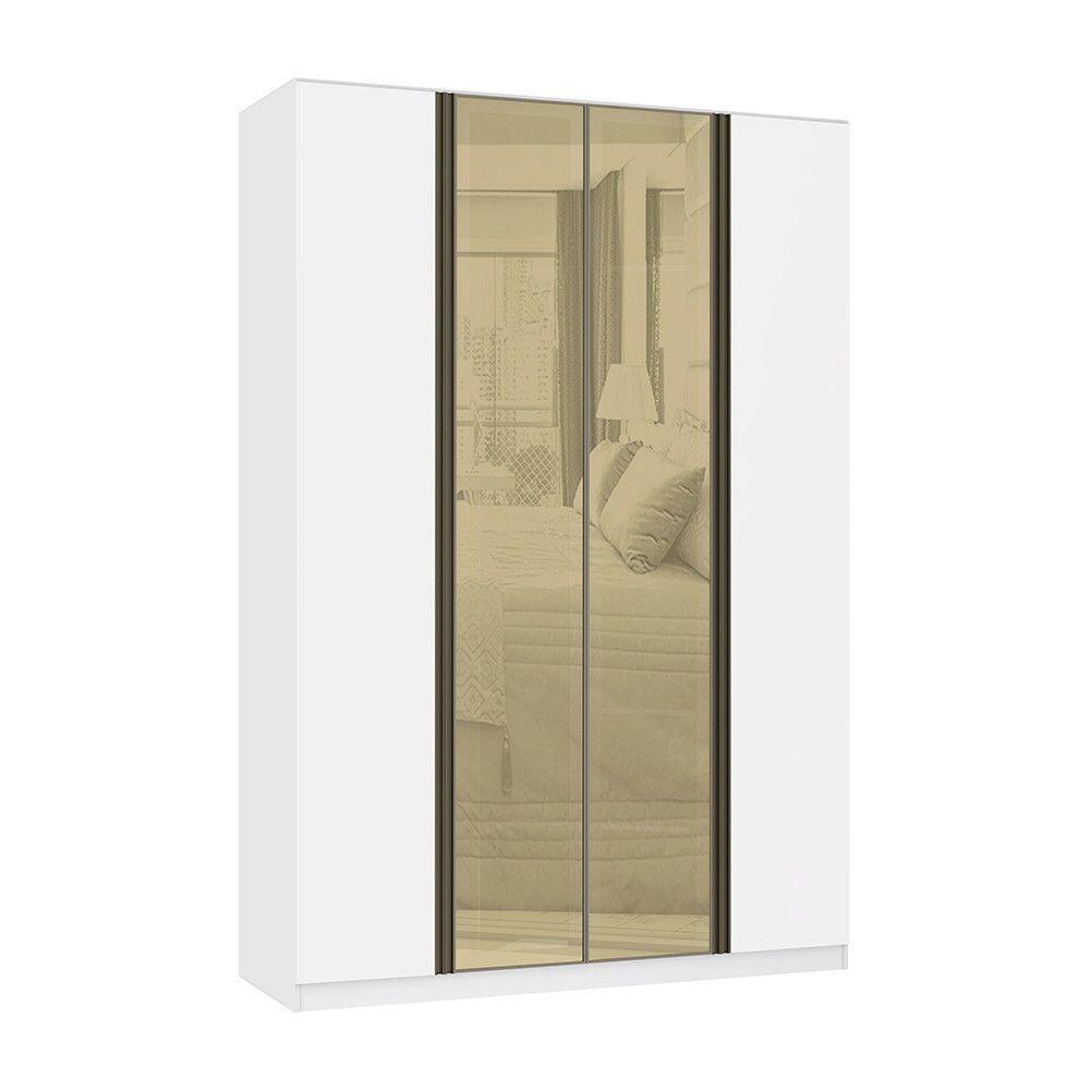 Guarda Roupa 4 Portas 159,2 Cm Bronze Branco Com Branco Mat - 1