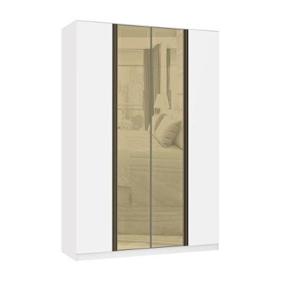 Guarda Roupa Modulado Prime 4 Portas 3 Gavetas Branco F.F. com Branco Mat Vidro Reflecta