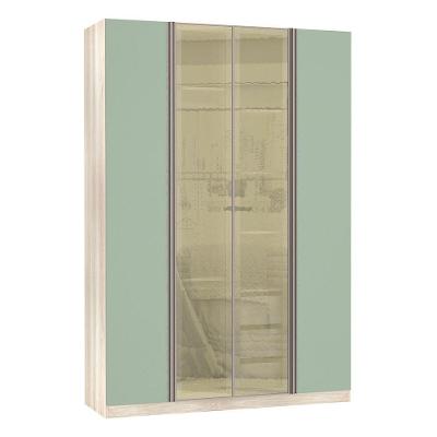 Guarda Roupa Solteiro Prime Plus 4 Portas 3 Gavetas Legno Crema com Verde Jade