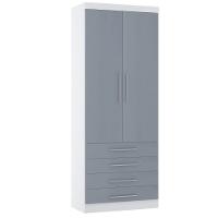 Guarda Roupa Modulado 90cm 2 Portas E 4 Gavetas Alpes Luciane Móveis Branco Pf Com Grey Sky Pf - 1