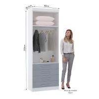 Guarda Roupa Modulado 90cm 2 Portas E 4 Gavetas Alpes Luciane Móveis Branco Pf Com Grey Sky Pf - 2