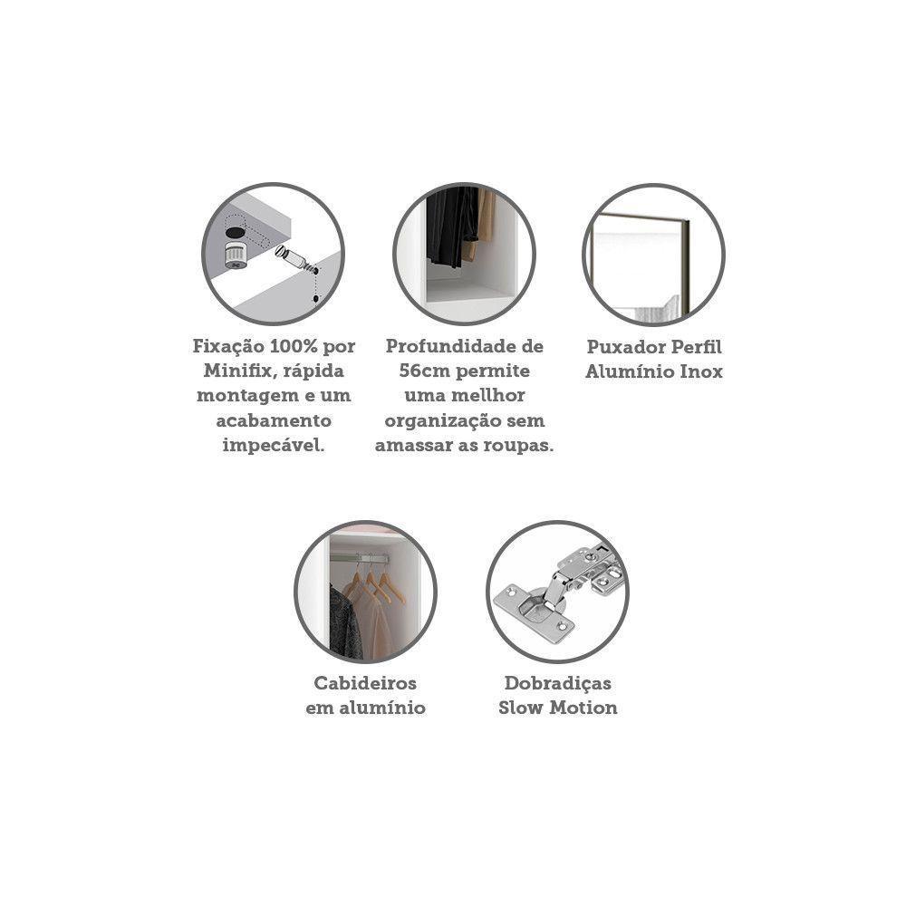 Guarda Roupa Modulado Canto 1 Porta 80cm Branco Com Espelho - 3