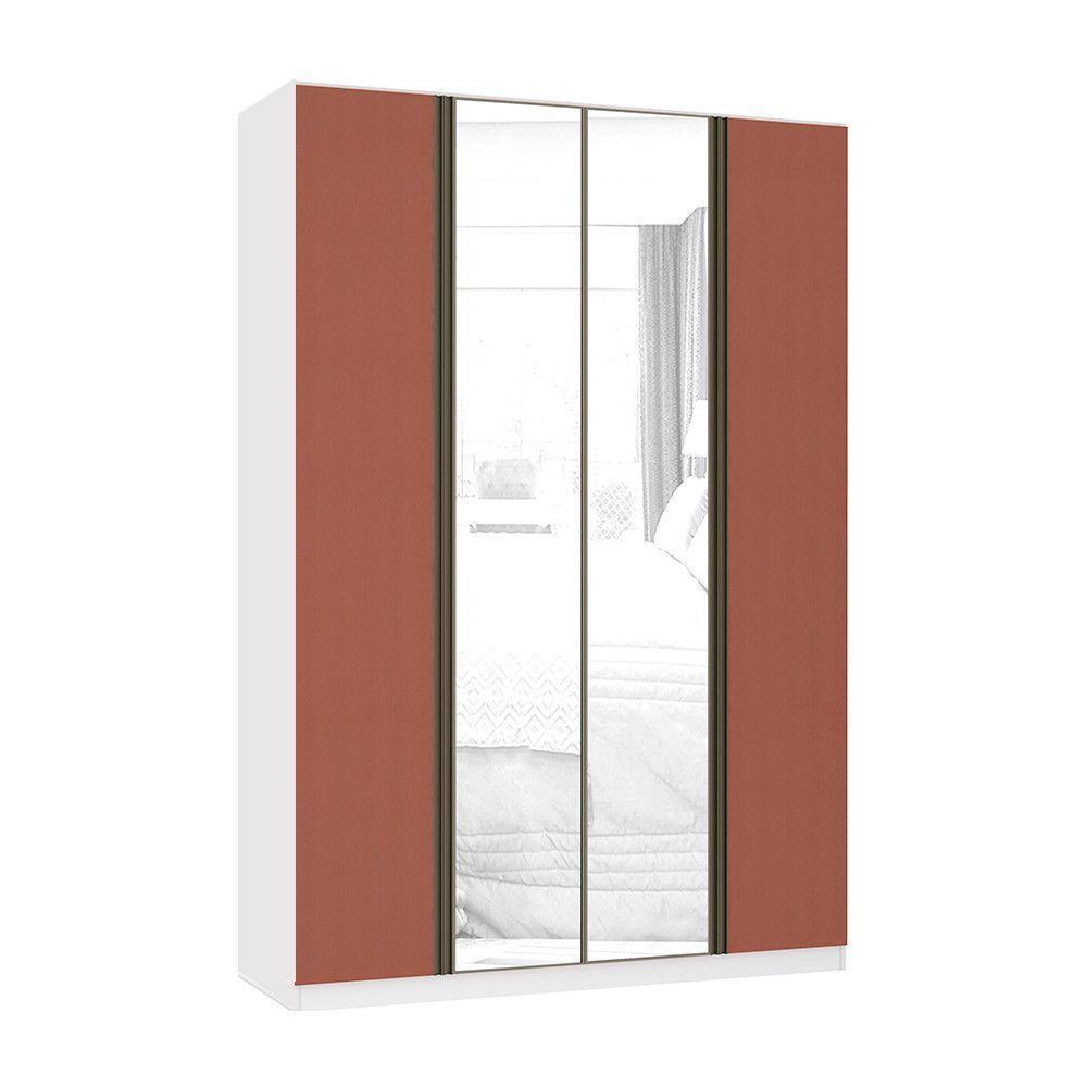 Guarda Roupa 4 Portas 159,2 Cm Com Espelho Branco Com Gaia - 1